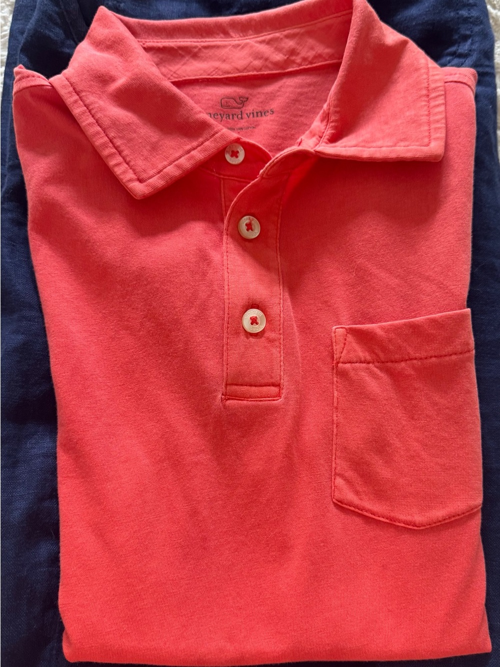 Vineyard Vines Boys Kids Coral Polo with Chest Pocket Like New 8/10